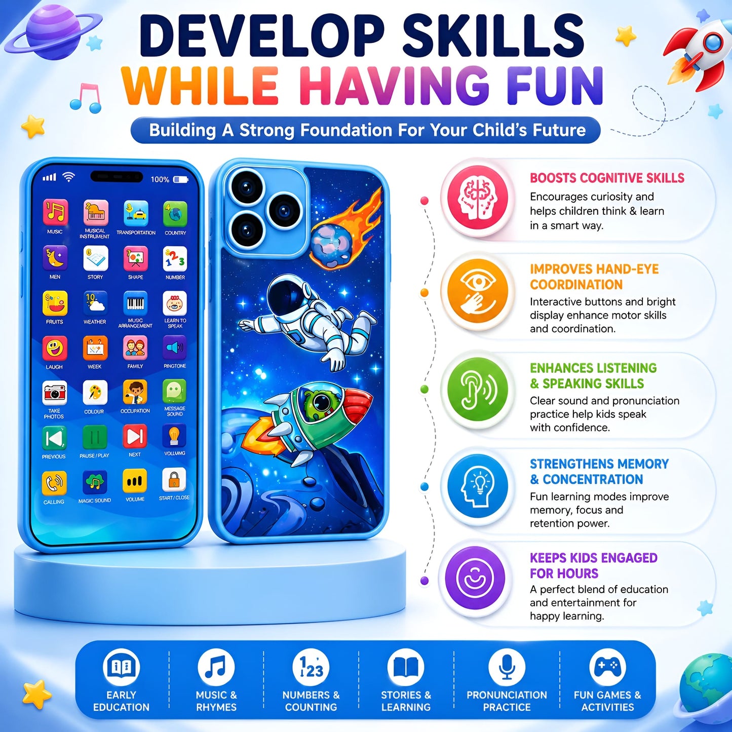 Rechargeable Kids Learning Phone
