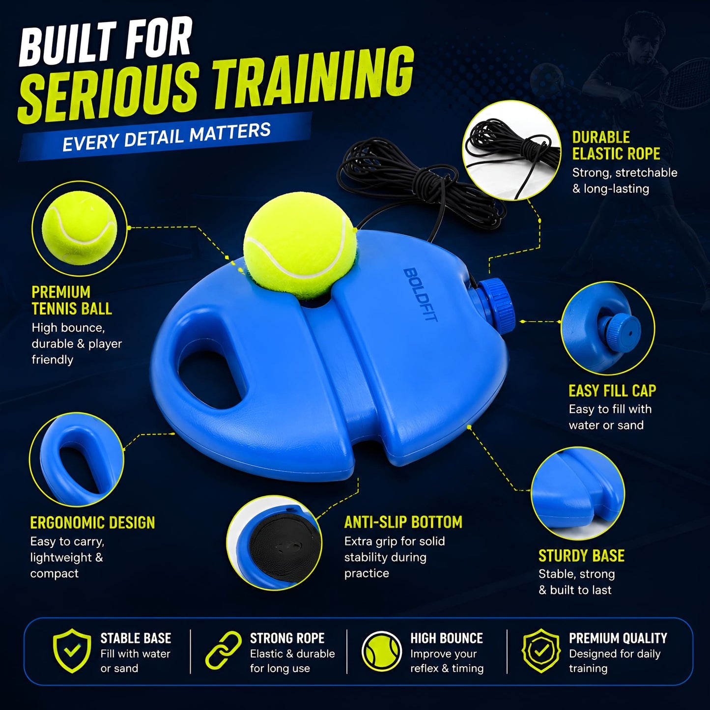 Solo Training Rebound Ball Cricket