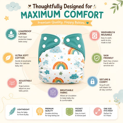 Premium Reusable Cloth Diaper - Pack of 2