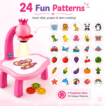 Kids Drawing Projector Table with Crown Lamp