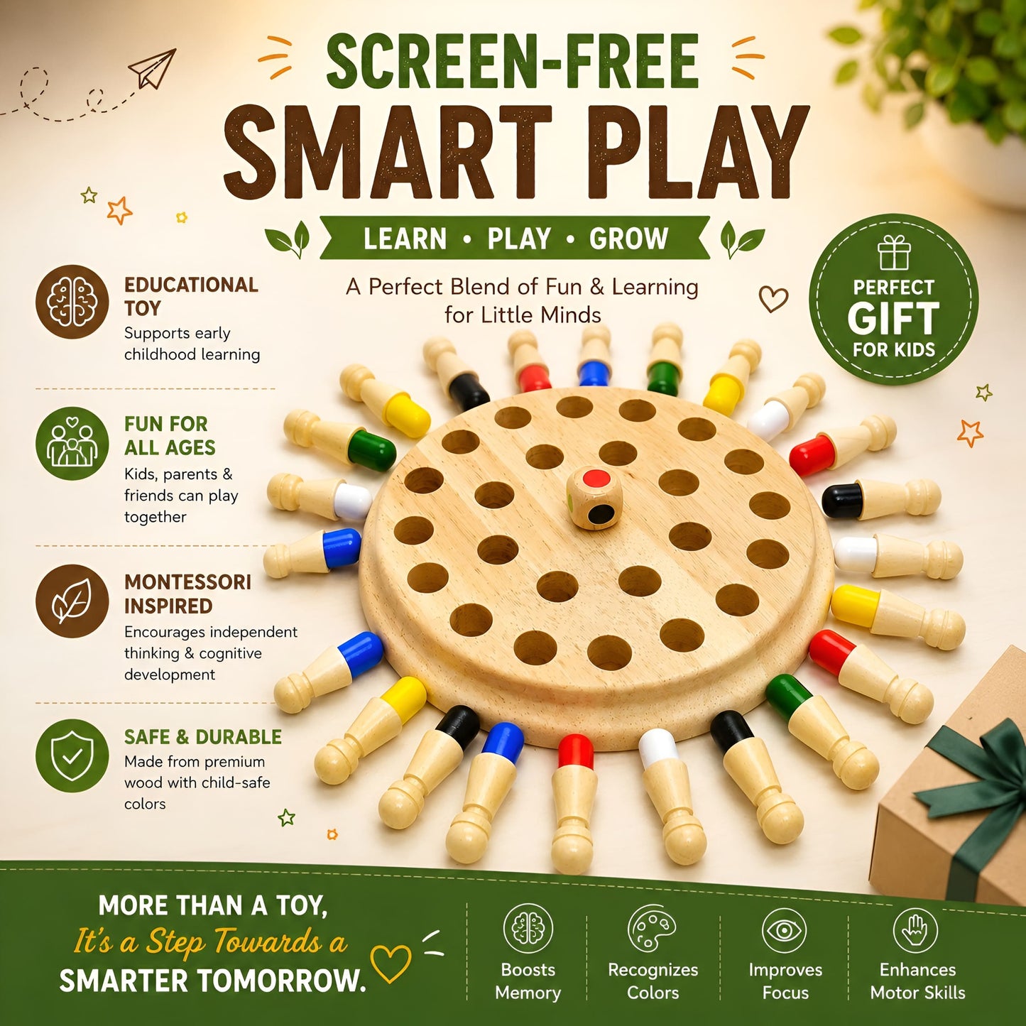Wooden Colour Memory Chess