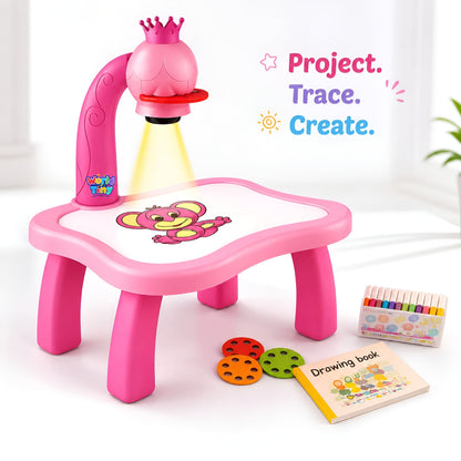 Kids Drawing Projector Table with Crown Lamp