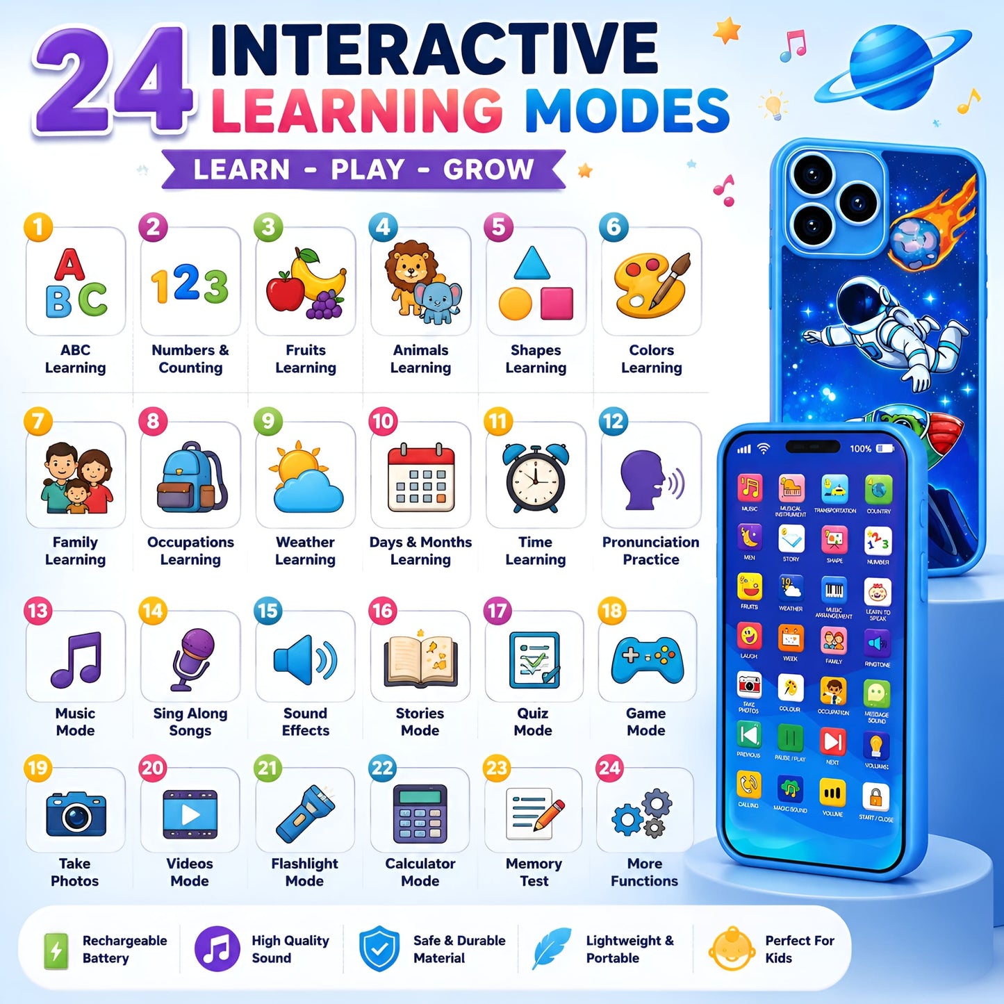 Rechargeable Kids Learning Phone