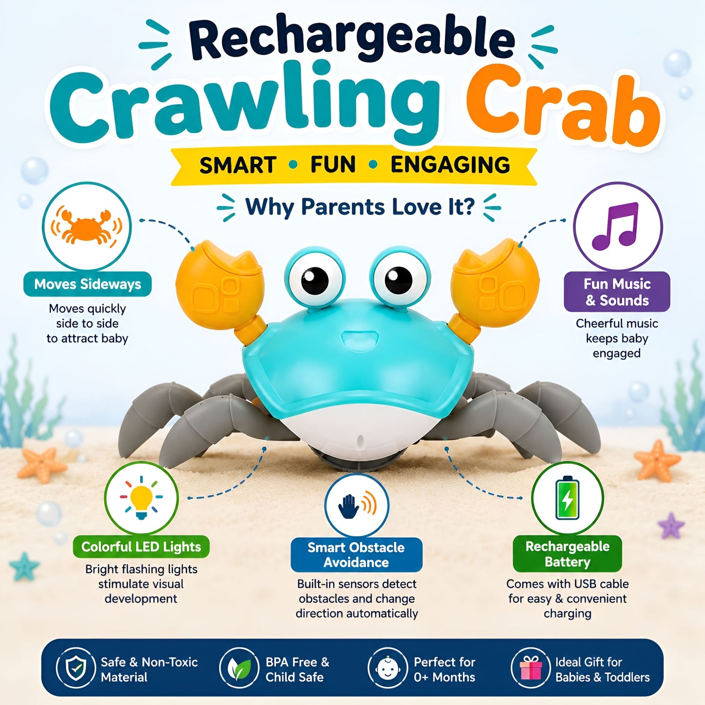 Crawling Crab Baby Toy