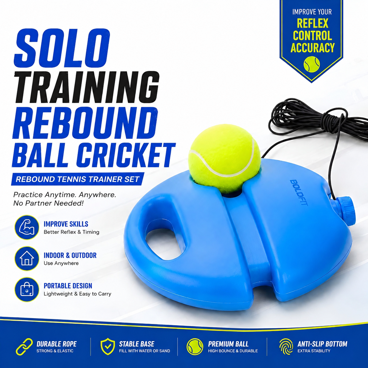 Solo Training Rebound Ball Cricket