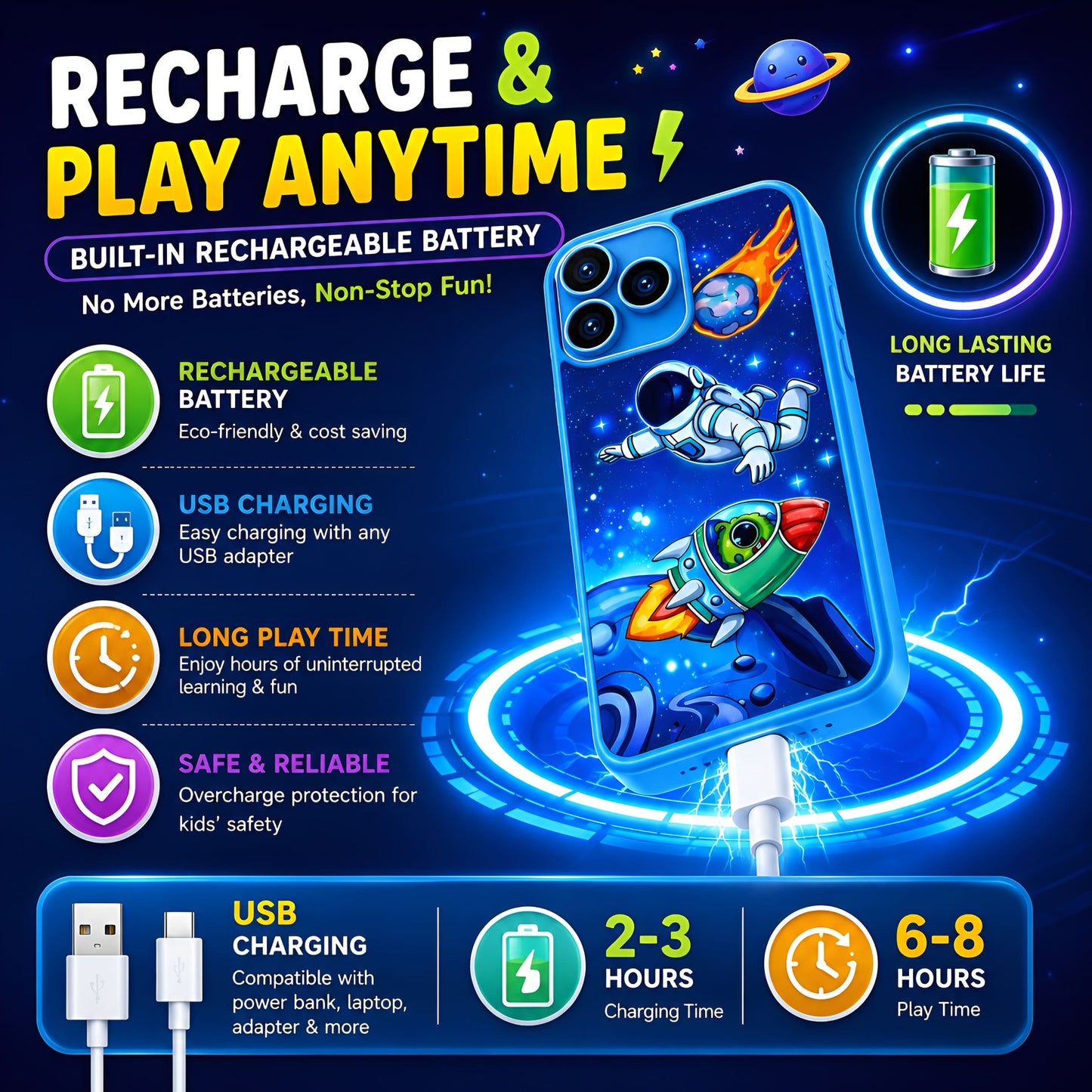 Rechargeable Kids Learning Phone