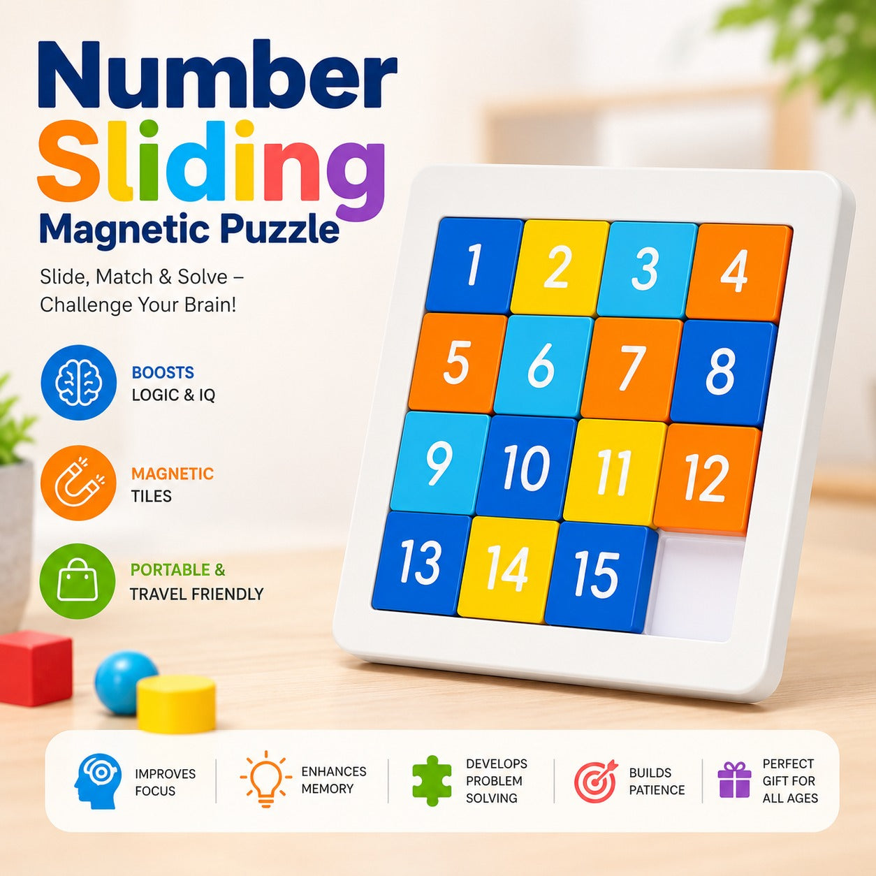 Number Sliding Magnetic Puzzle