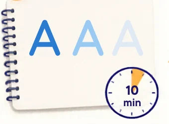 Letters fading beside a 10-minute timer