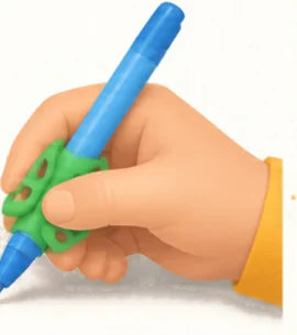 A child's hand using the grip trainer